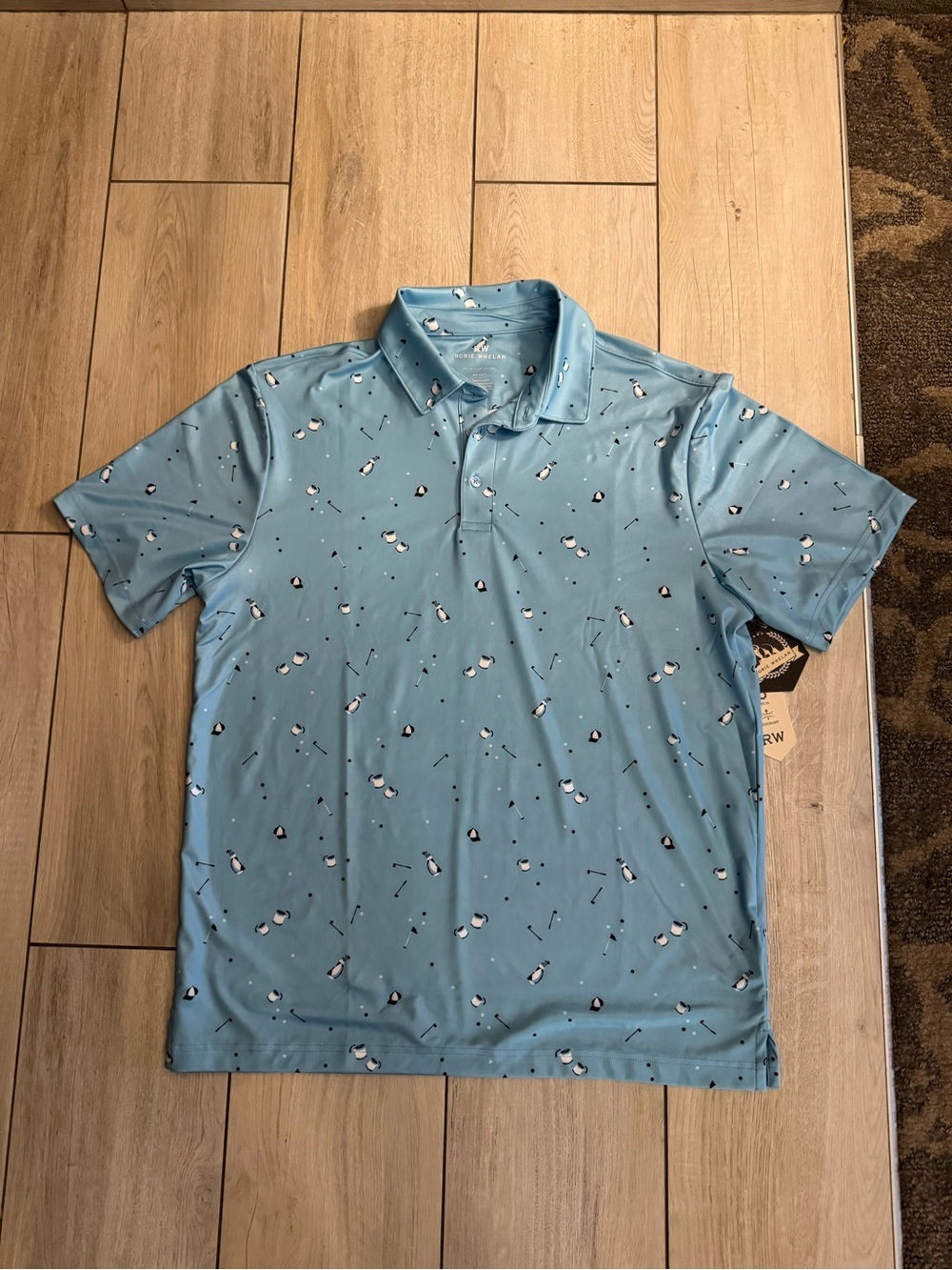 Men's Sky Blue Golf Polo with Subtle Print